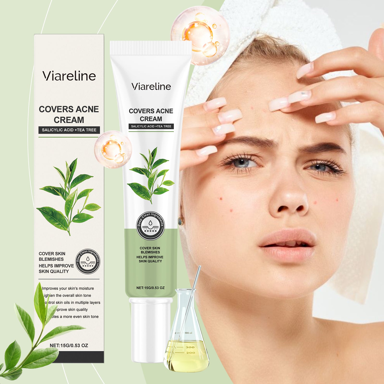Green Tea Moisturizing Face Cream Gloss Oil Control Clean Balance Skin Moisturizing Moisturizing Skincare Set